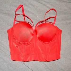 Bright red corset bralette